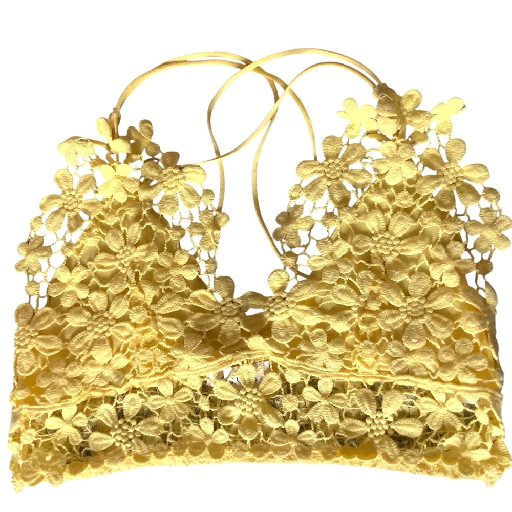 Floral Lace Bralette in Yellow - Women's Intimates
